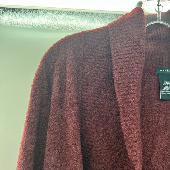 Max Mia Women's Open Front Maroon Cardigan Collared Size XL - Picture 3 of 8
